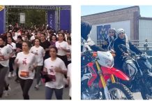 Contraste en Teherán mientras mujeres sin velo corren un maratón junto con una exhibición militar del régimen