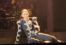 Céline Dion cae en el escenario pero se recupera rápidamente durante su residencia en París